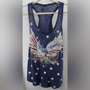Rock & Republic Patriotic Print Independence Day Racerback Tank Size Medium